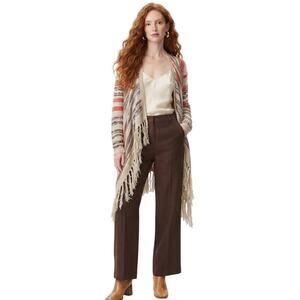 Absolutely Famous Open Front Cardigan With Fringe Bohemian Striped Plus Size XL